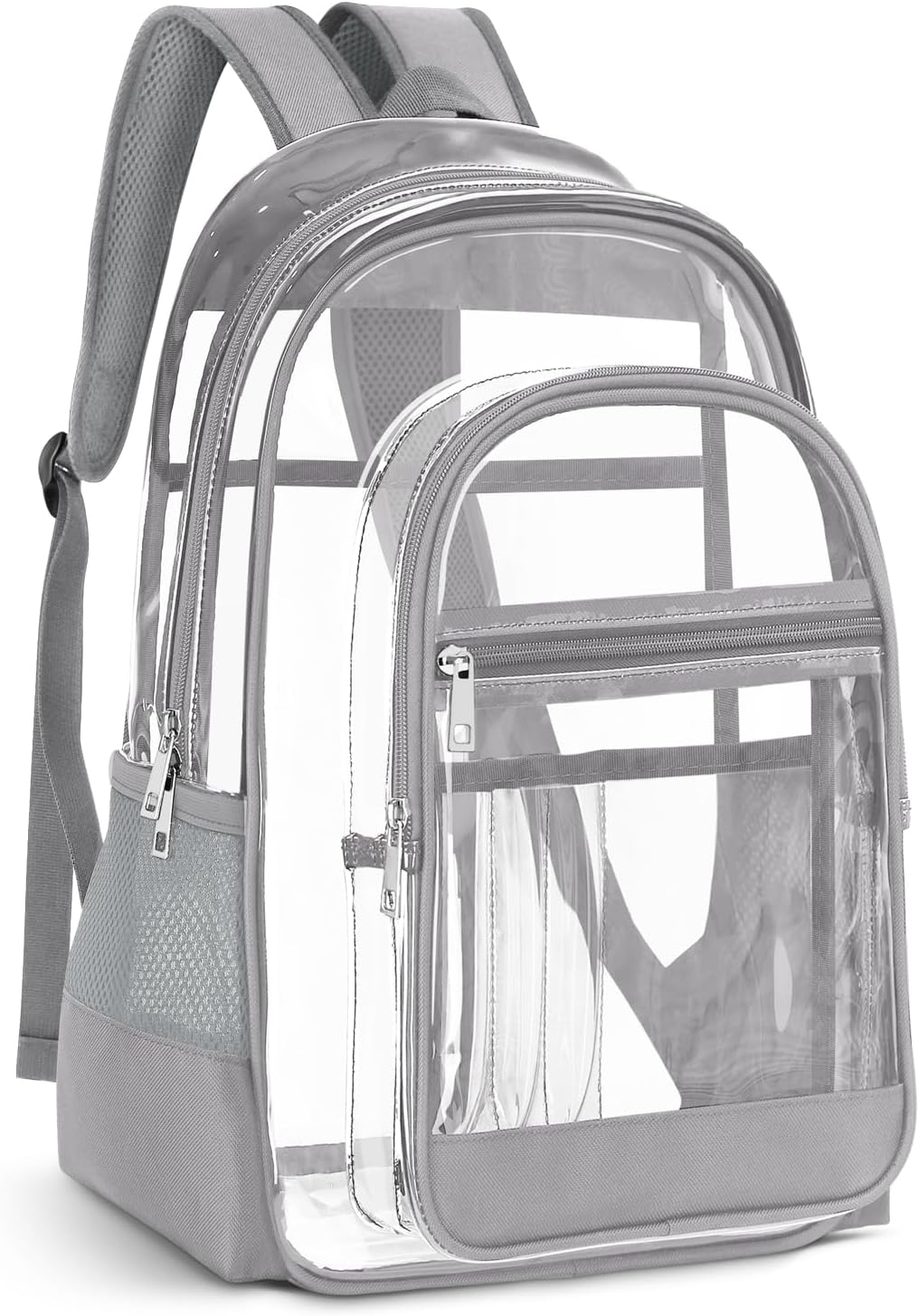 KIMNERPU Clear Backpack, Heavy Duty PVC Transparent Backpack with Reinforced Straps, See Through Multiple Pockets Large Capacity Bookbag for Concert Sport Event Work Security Travel Black-large