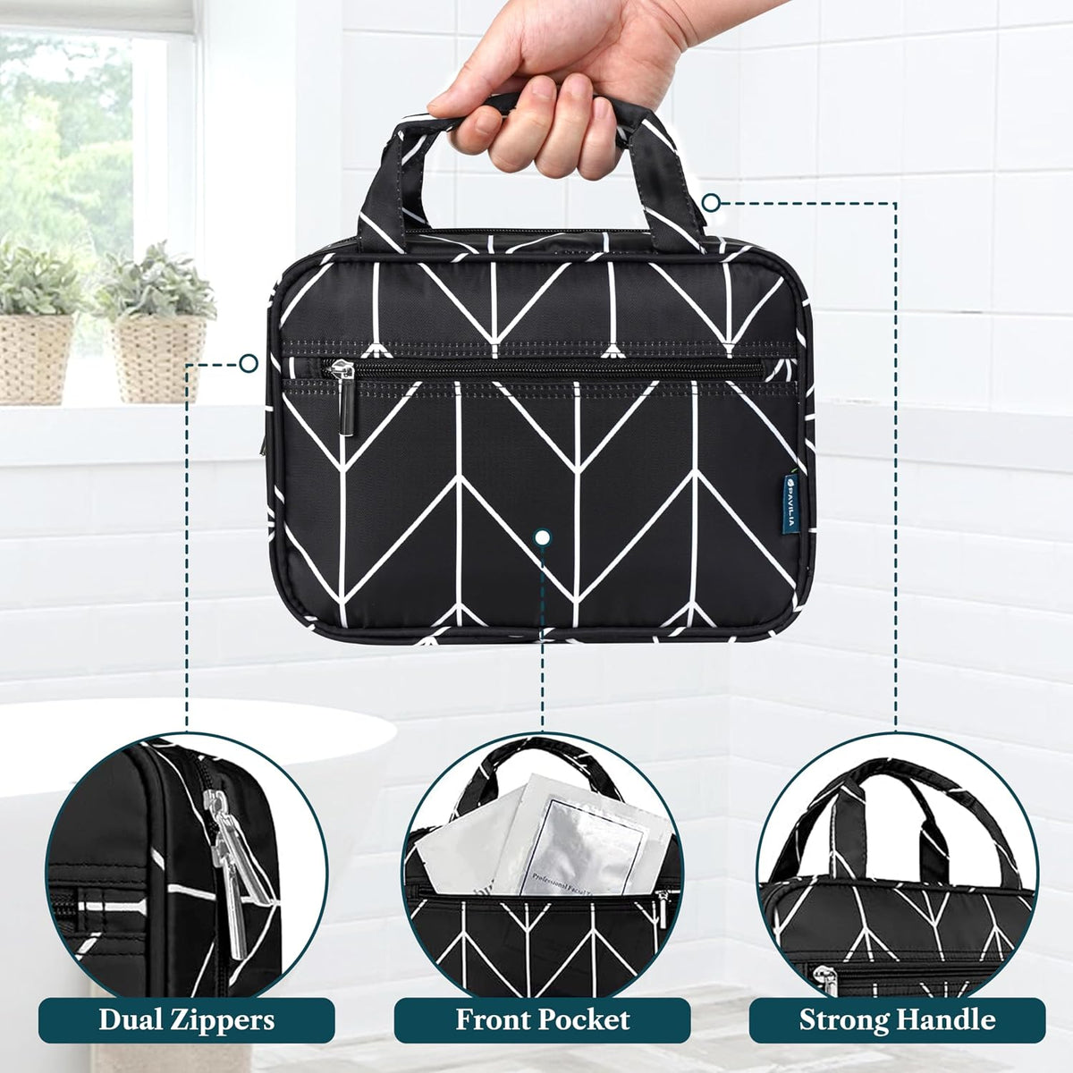 Hanging Toiletry Bag for Women, Large Foldable Travel Toiletry Organizer with Hook, Water Resistant Makeup & Cosmetic Case for Toiletries Skincare Shampoo, Dopp Kit Travel Bag (Purple Floral)