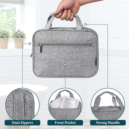Hanging Toiletry Bag for Women, Large Foldable Travel Toiletry Organizer with Hook, Water Resistant Makeup & Cosmetic Case for Toiletries Skincare Shampoo, Dopp Kit Travel Bag (Purple Floral)