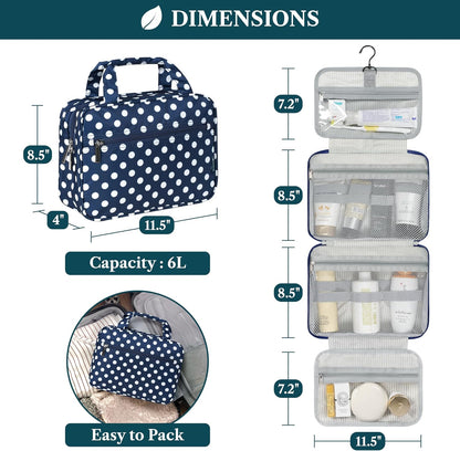 Hanging Toiletry Bag for Women, Large Foldable Travel Toiletry Organizer with Hook, Water Resistant Makeup & Cosmetic Case for Toiletries Skincare Shampoo, Dopp Kit Travel Bag (Purple Floral)