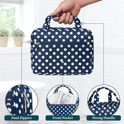 Hanging Toiletry Bag for Women, Large Foldable Travel Toiletry Organizer with Hook, Water Resistant Makeup & Cosmetic Case for Toiletries Skincare Shampoo, Dopp Kit Travel Bag (Purple Floral)