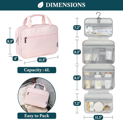 Hanging Toiletry Bag for Women, Large Foldable Travel Toiletry Organizer with Hook, Water Resistant Makeup & Cosmetic Case for Toiletries Skincare Shampoo, Dopp Kit Travel Bag (Purple Floral)