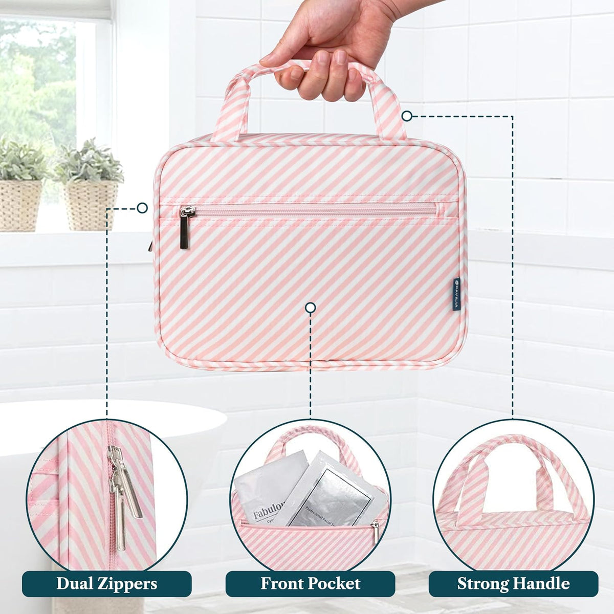 Hanging Toiletry Bag for Women, Large Foldable Travel Toiletry Organizer with Hook, Water Resistant Makeup & Cosmetic Case for Toiletries Skincare Shampoo, Dopp Kit Travel Bag (Purple Floral)