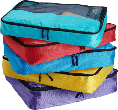 Packing Cubes Travel Storage Set, 5 Piece Luggage Organizer Bags, Multi-Color Compression Bags for Clothes, 15.7x12.2x3.9 Inch