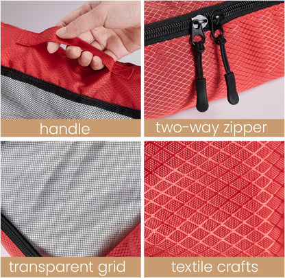 Packing Cubes Travel Storage Set, 5 Piece Luggage Organizer Bags, Multi-Color Compression Bags for Clothes, 15.7x12.2x3.9 Inch