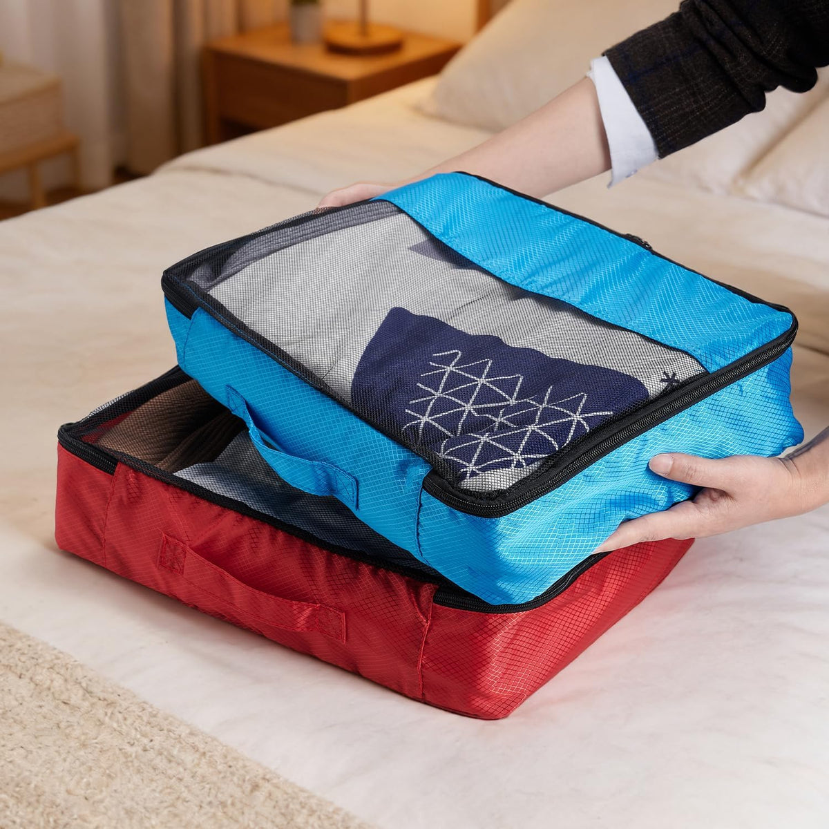 Packing Cubes Travel Storage Set, 5 Piece Luggage Organizer Bags, Multi-Color Compression Bags for Clothes, 15.7x12.2x3.9 Inch