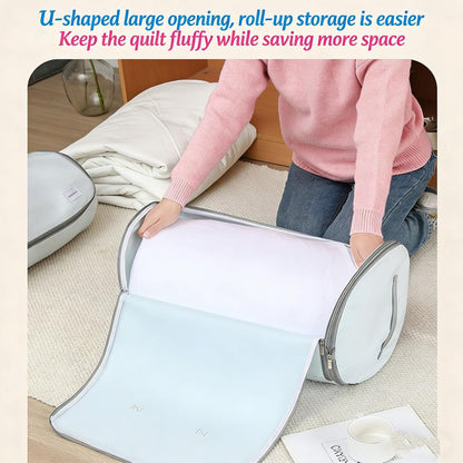 Ultra Space Saving Roll Up Self Compression Organizer, Cylindrical Compressible Storage Bag, Large Capacity Washable Compact Storage Bags for Clothes Comforters Home Travel (Pink 2PCS, L)