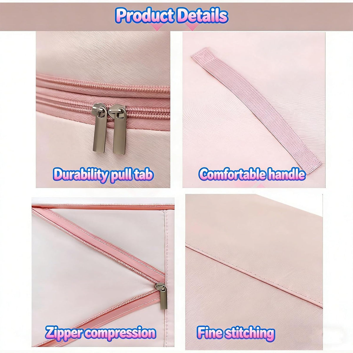 Ultra Space Saving Roll Up Self Compression Organizer, Cylindrical Compressible Storage Bag, Large Capacity Washable Compact Storage Bags for Clothes Comforters Home Travel (Pink 2PCS, L)