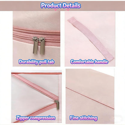 Ultra Space Saving Roll Up Self Compression Organizer, Cylindrical Compressible Storage Bag, Large Capacity Washable Compact Storage Bags for Clothes Comforters Home Travel (Pink 2PCS, L)