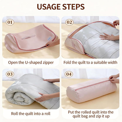 Ultra Space Saving Roll Up Self Compression Organizer, Cylindrical Compressible Storage Bag, Large Capacity Washable Compact Storage Bags for Clothes Comforters Home Travel (Pink 2PCS, L)