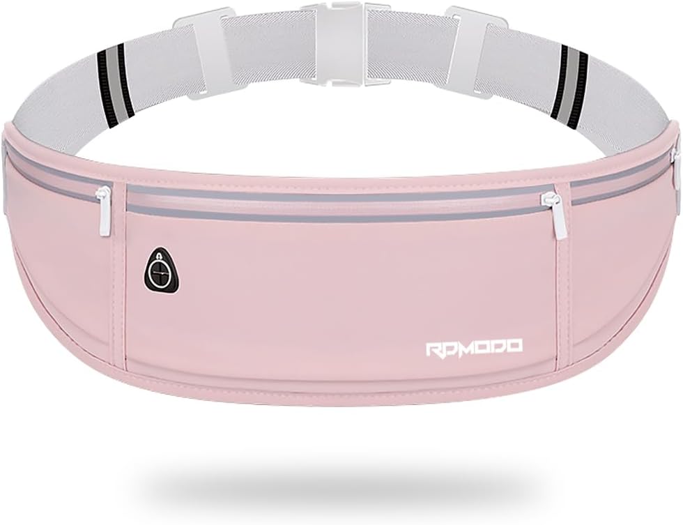 Fanny Pack for Women Men, Slim Running Belt Waist Bag Outdoor, Black | Water Resistant Running Phone Holder, 3 Pockets, Adjustable Money Belt, Running Pouch for iPhone Pro Max Xr SE Samsung Series