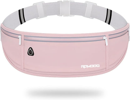 Fanny Pack for Women Men, Slim Running Belt Waist Bag Outdoor, Black | Water Resistant Running Phone Holder, 3 Pockets, Adjustable Money Belt, Running Pouch for iPhone Pro Max Xr SE Samsung Series