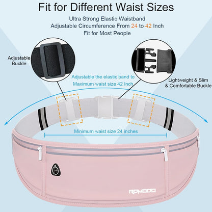 Fanny Pack for Women Men, Slim Running Belt Waist Bag Outdoor, Black | Water Resistant Running Phone Holder, 3 Pockets, Adjustable Money Belt, Running Pouch for iPhone Pro Max Xr SE Samsung Series