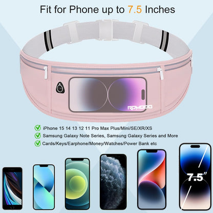 Fanny Pack for Women Men, Slim Running Belt Waist Bag Outdoor, Black | Water Resistant Running Phone Holder, 3 Pockets, Adjustable Money Belt, Running Pouch for iPhone Pro Max Xr SE Samsung Series