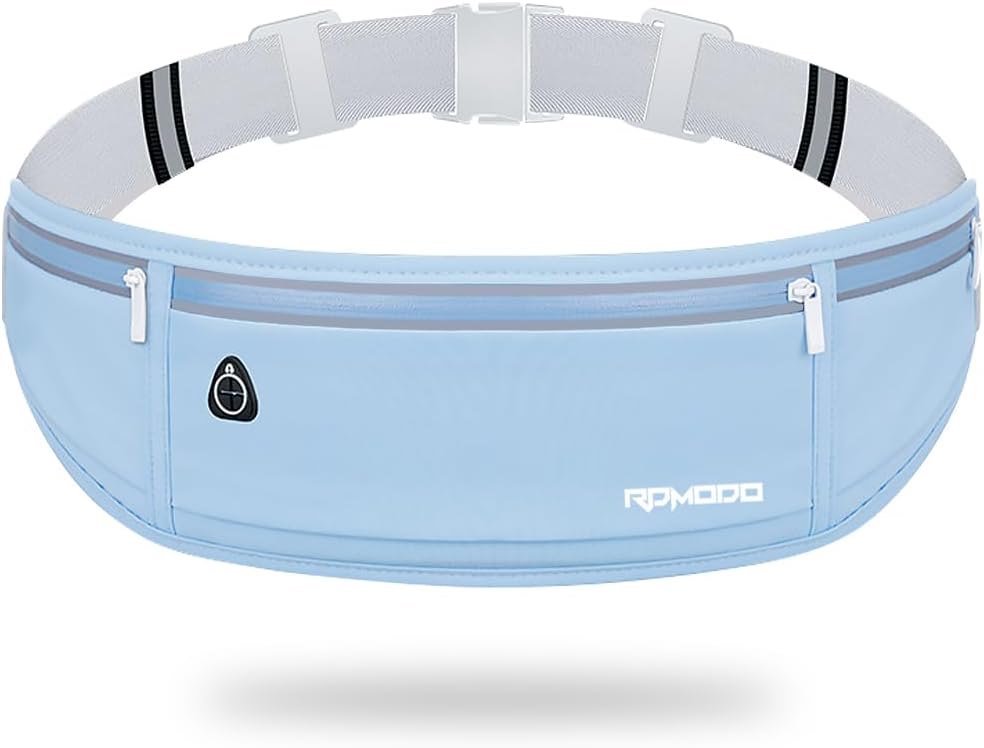 Fanny Pack for Women Men, Slim Running Belt Waist Bag Outdoor, Black | Water Resistant Running Phone Holder, 3 Pockets, Adjustable Money Belt, Running Pouch for iPhone Pro Max Xr SE Samsung Series