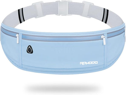 Fanny Pack for Women Men, Slim Running Belt Waist Bag Outdoor, Black | Water Resistant Running Phone Holder, 3 Pockets, Adjustable Money Belt, Running Pouch for iPhone Pro Max Xr SE Samsung Series