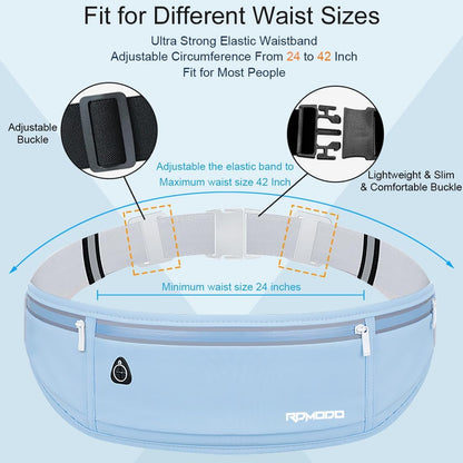 Fanny Pack for Women Men, Slim Running Belt Waist Bag Outdoor, Black | Water Resistant Running Phone Holder, 3 Pockets, Adjustable Money Belt, Running Pouch for iPhone Pro Max Xr SE Samsung Series