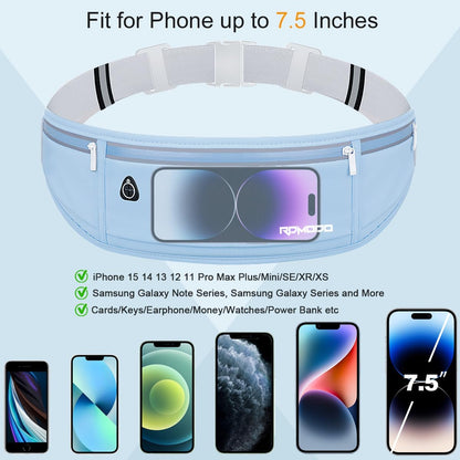 Fanny Pack for Women Men, Slim Running Belt Waist Bag Outdoor, Black | Water Resistant Running Phone Holder, 3 Pockets, Adjustable Money Belt, Running Pouch for iPhone Pro Max Xr SE Samsung Series