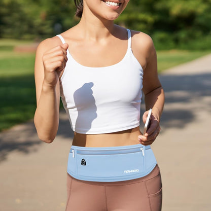 Fanny Pack for Women Men, Slim Running Belt Waist Bag Outdoor, Black | Water Resistant Running Phone Holder, 3 Pockets, Adjustable Money Belt, Running Pouch for iPhone Pro Max Xr SE Samsung Series