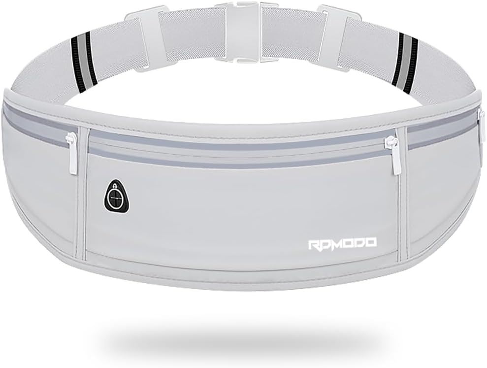 Fanny Pack for Women Men, Slim Running Belt Waist Bag Outdoor, Black | Water Resistant Running Phone Holder, 3 Pockets, Adjustable Money Belt, Running Pouch for iPhone Pro Max Xr SE Samsung Series