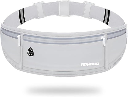 Fanny Pack for Women Men, Slim Running Belt Waist Bag Outdoor, Black | Water Resistant Running Phone Holder, 3 Pockets, Adjustable Money Belt, Running Pouch for iPhone Pro Max Xr SE Samsung Series