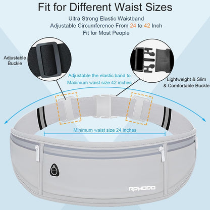 Fanny Pack for Women Men, Slim Running Belt Waist Bag Outdoor, Black | Water Resistant Running Phone Holder, 3 Pockets, Adjustable Money Belt, Running Pouch for iPhone Pro Max Xr SE Samsung Series