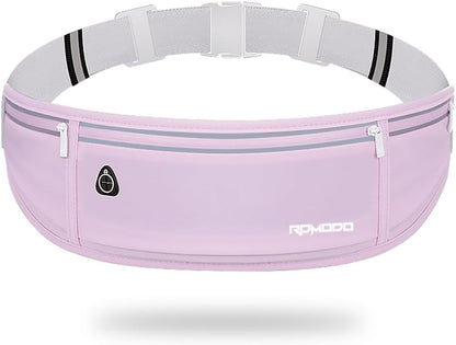 Fanny Pack for Women Men, Slim Running Belt Waist Bag Outdoor, Black | Water Resistant Running Phone Holder, 3 Pockets, Adjustable Money Belt, Running Pouch for iPhone Pro Max Xr SE Samsung Series