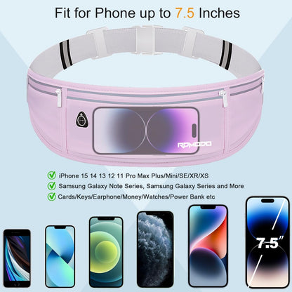 Fanny Pack for Women Men, Slim Running Belt Waist Bag Outdoor, Black | Water Resistant Running Phone Holder, 3 Pockets, Adjustable Money Belt, Running Pouch for iPhone Pro Max Xr SE Samsung Series