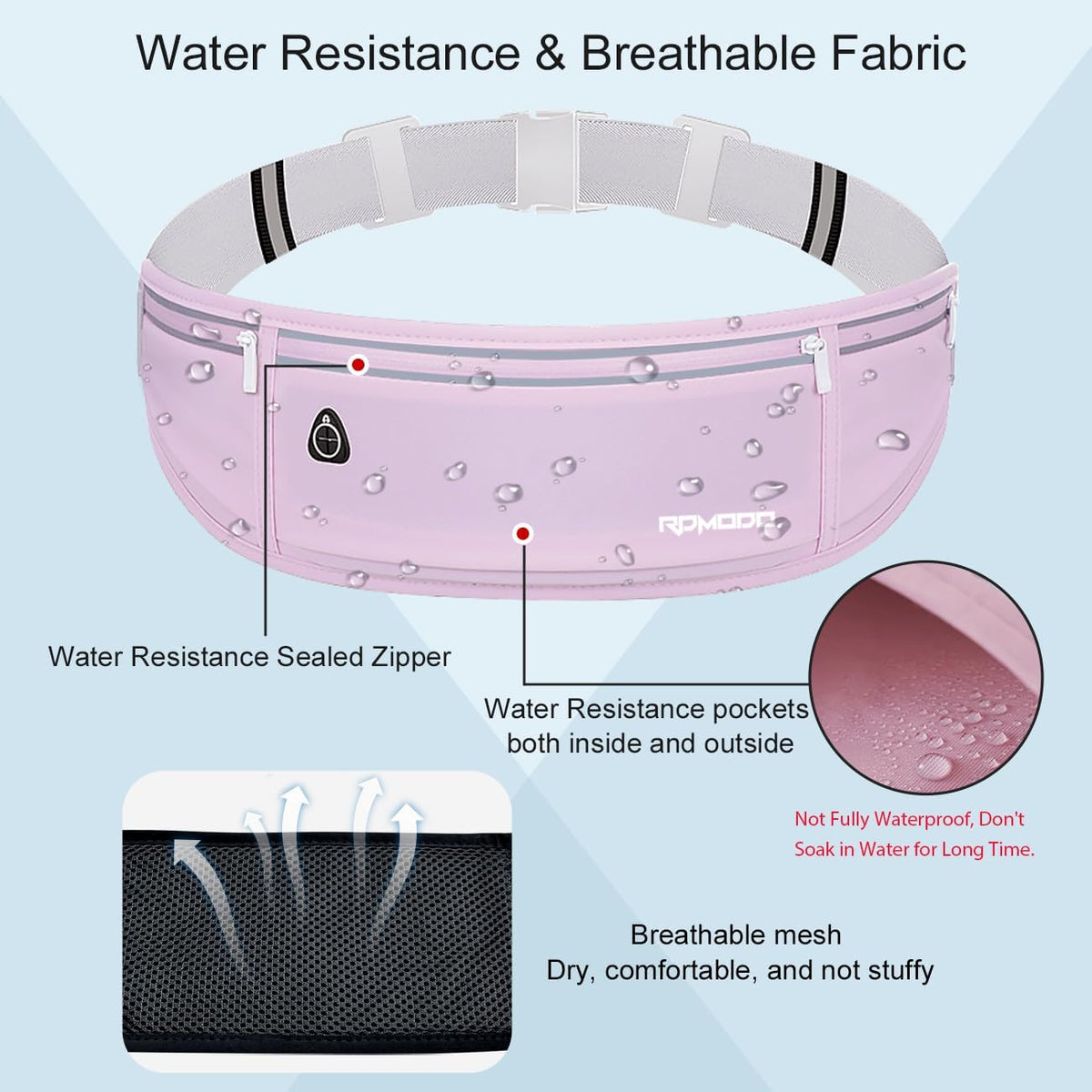 Fanny Pack for Women Men, Slim Running Belt Waist Bag Outdoor, Black | Water Resistant Running Phone Holder, 3 Pockets, Adjustable Money Belt, Running Pouch for iPhone Pro Max Xr SE Samsung Series