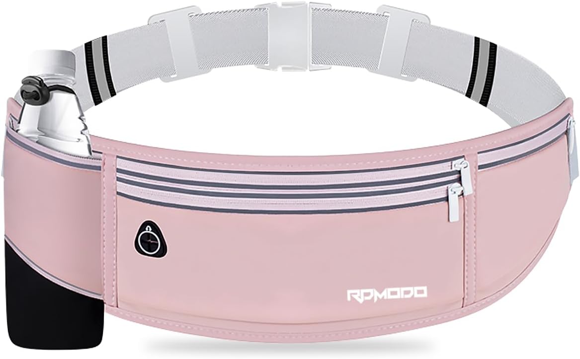 Fanny Pack for Women Men, Slim Running Belt Waist Bag Outdoor, Black | Water Resistant Running Phone Holder, 3 Pockets, Adjustable Money Belt, Running Pouch for iPhone Pro Max Xr SE Samsung Series
