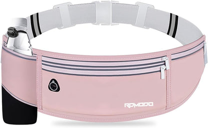 Fanny Pack for Women Men, Slim Running Belt Waist Bag Outdoor, Black | Water Resistant Running Phone Holder, 3 Pockets, Adjustable Money Belt, Running Pouch for iPhone Pro Max Xr SE Samsung Series