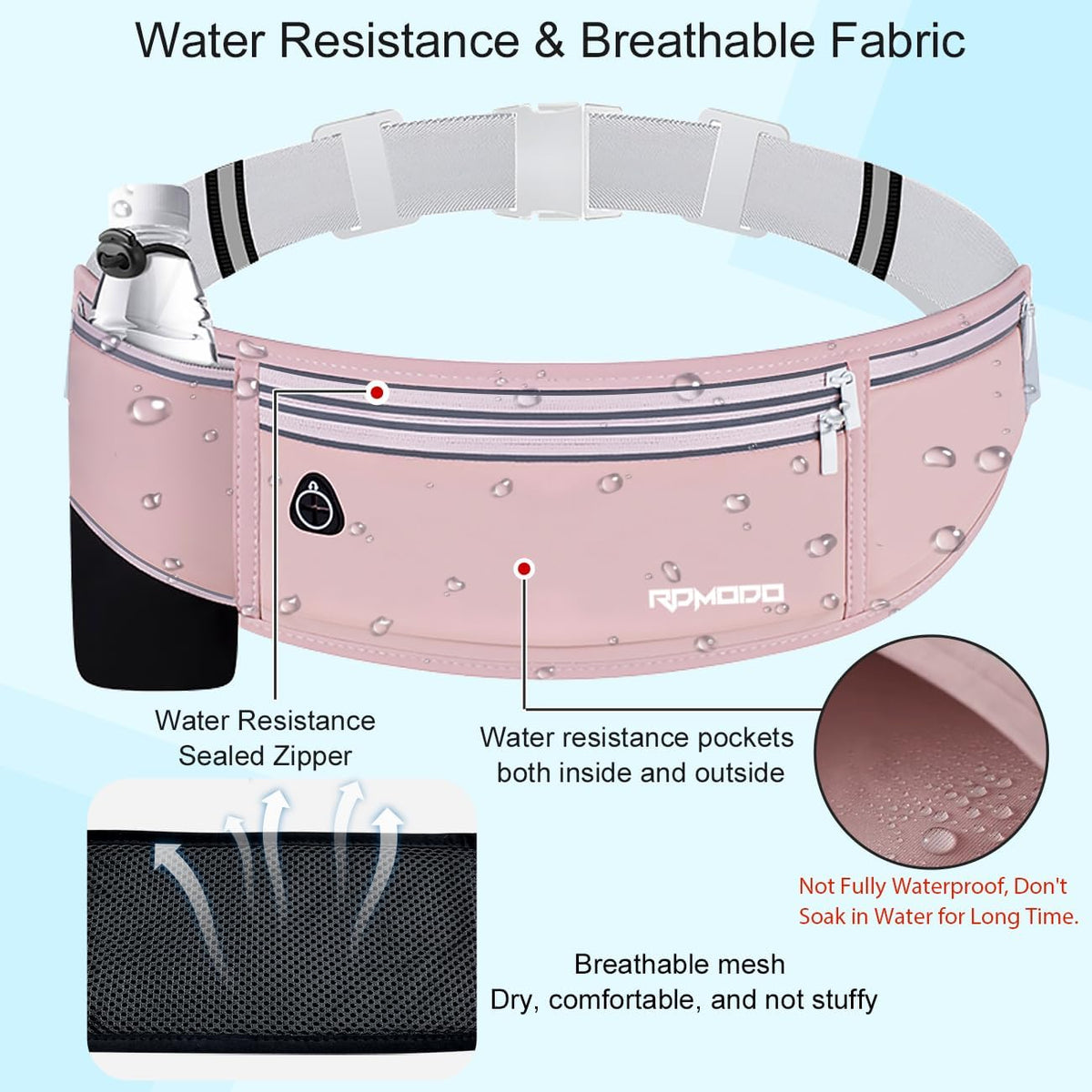 Fanny Pack for Women Men, Slim Running Belt Waist Bag Outdoor, Black | Water Resistant Running Phone Holder, 3 Pockets, Adjustable Money Belt, Running Pouch for iPhone Pro Max Xr SE Samsung Series