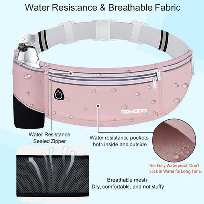 Fanny Pack for Women Men, Slim Running Belt Waist Bag Outdoor, Black | Water Resistant Running Phone Holder, 3 Pockets, Adjustable Money Belt, Running Pouch for iPhone Pro Max Xr SE Samsung Series