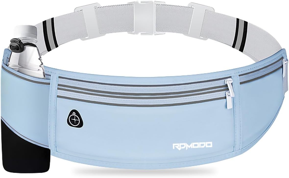 Fanny Pack for Women Men, Slim Running Belt Waist Bag Outdoor, Black | Water Resistant Running Phone Holder, 3 Pockets, Adjustable Money Belt, Running Pouch for iPhone Pro Max Xr SE Samsung Series
