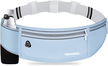Fanny Pack for Women Men, Slim Running Belt Waist Bag Outdoor, Black | Water Resistant Running Phone Holder, 3 Pockets, Adjustable Money Belt, Running Pouch for iPhone Pro Max Xr SE Samsung Series