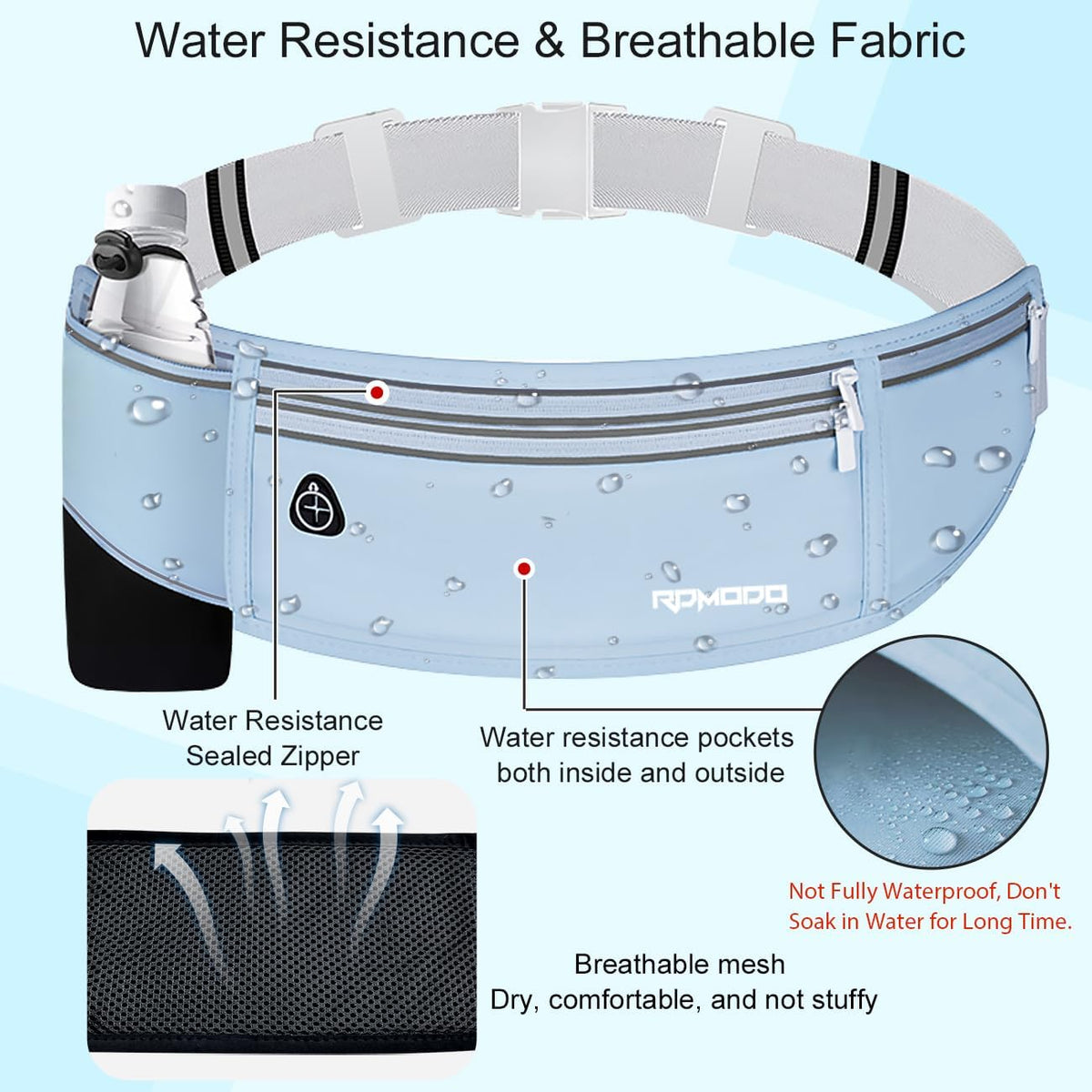 Fanny Pack for Women Men, Slim Running Belt Waist Bag Outdoor, Black | Water Resistant Running Phone Holder, 3 Pockets, Adjustable Money Belt, Running Pouch for iPhone Pro Max Xr SE Samsung Series