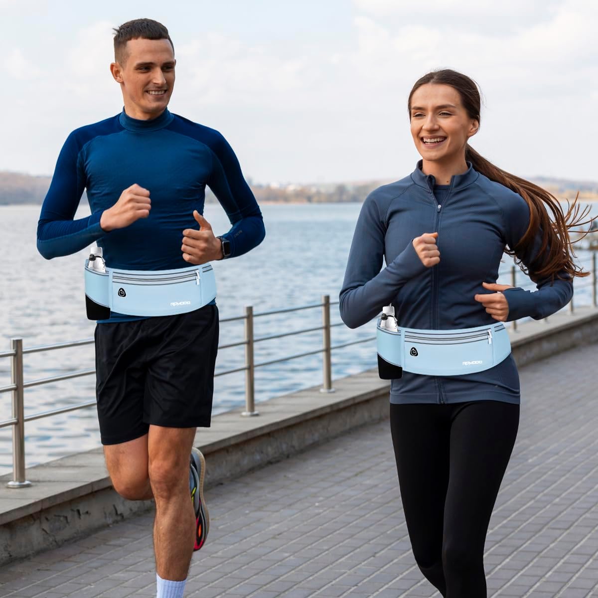 Fanny Pack for Women Men, Slim Running Belt Waist Bag Outdoor, Black | Water Resistant Running Phone Holder, 3 Pockets, Adjustable Money Belt, Running Pouch for iPhone Pro Max Xr SE Samsung Series