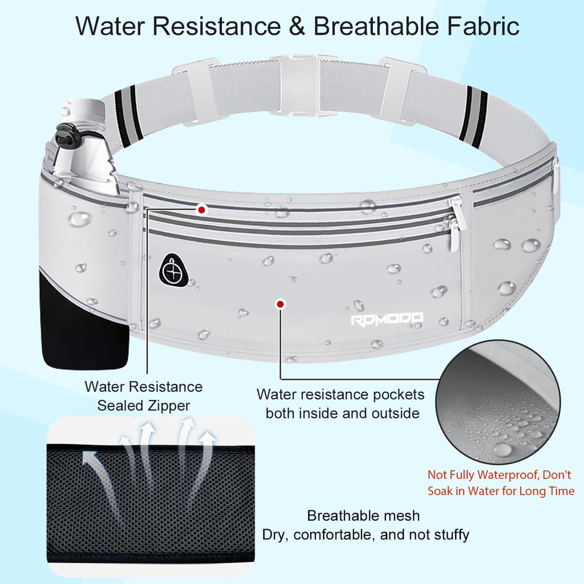 Fanny Pack for Women Men, Slim Running Belt Waist Bag Outdoor, Black | Water Resistant Running Phone Holder, 3 Pockets, Adjustable Money Belt, Running Pouch for iPhone Pro Max Xr SE Samsung Series