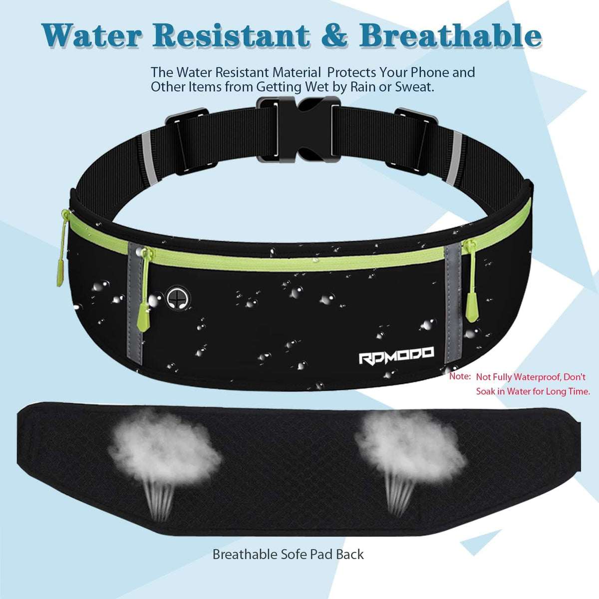 Fanny Pack for Women Men, Slim Running Belt Waist Bag Outdoor, Black | Water Resistant Running Phone Holder, 3 Pockets, Adjustable Money Belt, Running Pouch for iPhone Pro Max Xr SE Samsung Series