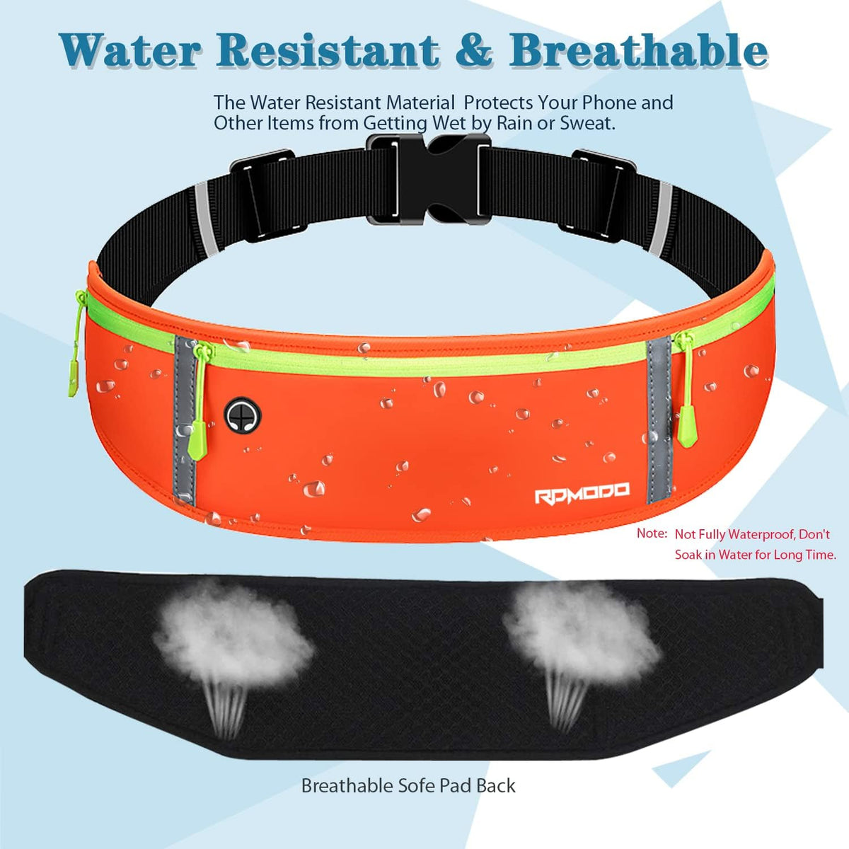 Fanny Pack for Women Men, Slim Running Belt Waist Bag Outdoor, Black | Water Resistant Running Phone Holder, 3 Pockets, Adjustable Money Belt, Running Pouch for iPhone Pro Max Xr SE Samsung Series