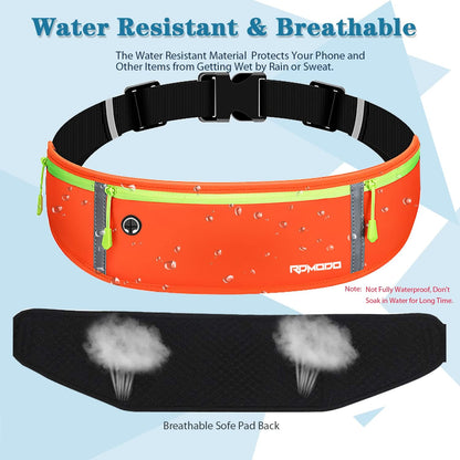 Fanny Pack for Women Men, Slim Running Belt Waist Bag Outdoor, Black | Water Resistant Running Phone Holder, 3 Pockets, Adjustable Money Belt, Running Pouch for iPhone Pro Max Xr SE Samsung Series