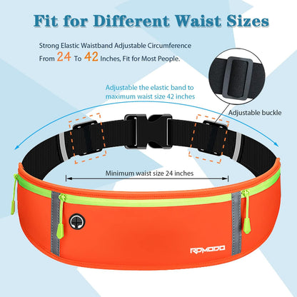 Fanny Pack for Women Men, Slim Running Belt Waist Bag Outdoor, Black | Water Resistant Running Phone Holder, 3 Pockets, Adjustable Money Belt, Running Pouch for iPhone Pro Max Xr SE Samsung Series