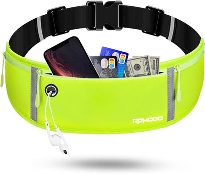 Fanny Pack for Women Men, Slim Running Belt Waist Bag Outdoor, Black | Water Resistant Running Phone Holder, 3 Pockets, Adjustable Money Belt, Running Pouch for iPhone Pro Max Xr SE Samsung Series