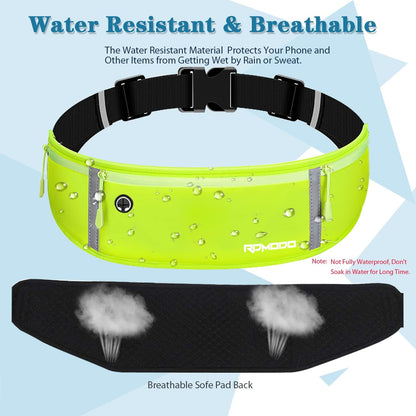 Fanny Pack for Women Men, Slim Running Belt Waist Bag Outdoor, Black | Water Resistant Running Phone Holder, 3 Pockets, Adjustable Money Belt, Running Pouch for iPhone Pro Max Xr SE Samsung Series