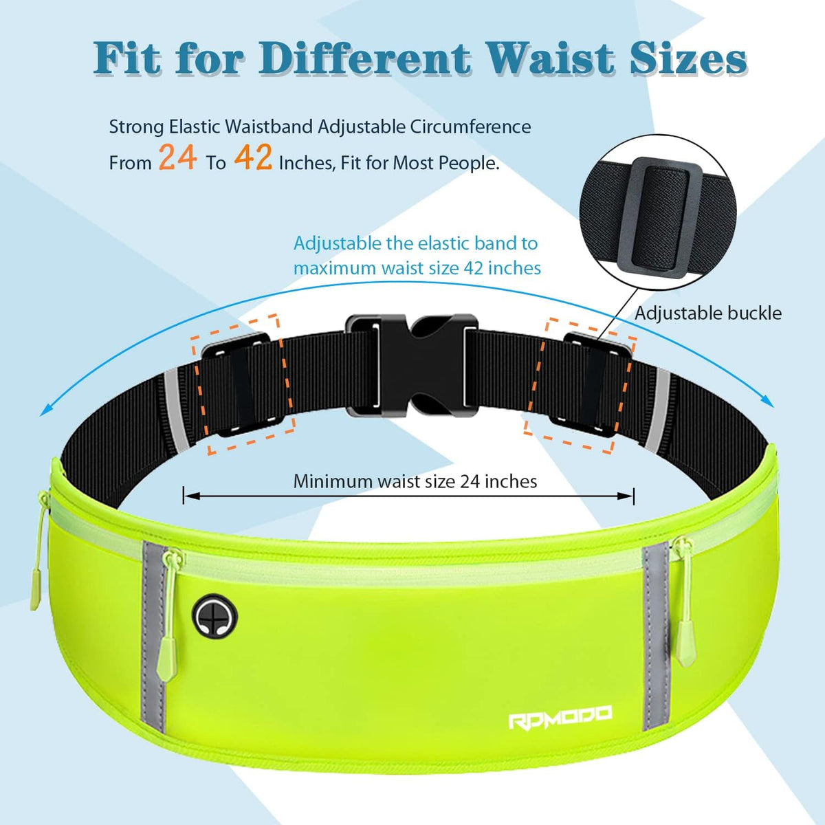 Fanny Pack for Women Men, Slim Running Belt Waist Bag Outdoor, Black | Water Resistant Running Phone Holder, 3 Pockets, Adjustable Money Belt, Running Pouch for iPhone Pro Max Xr SE Samsung Series