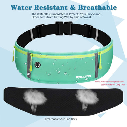 Fanny Pack for Women Men, Slim Running Belt Waist Bag Outdoor, Black | Water Resistant Running Phone Holder, 3 Pockets, Adjustable Money Belt, Running Pouch for iPhone Pro Max Xr SE Samsung Series