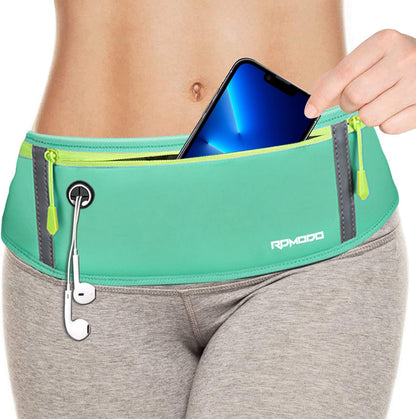 Fanny Pack for Women Men, Slim Running Belt Waist Bag Outdoor, Black | Water Resistant Running Phone Holder, 3 Pockets, Adjustable Money Belt, Running Pouch for iPhone Pro Max Xr SE Samsung Series