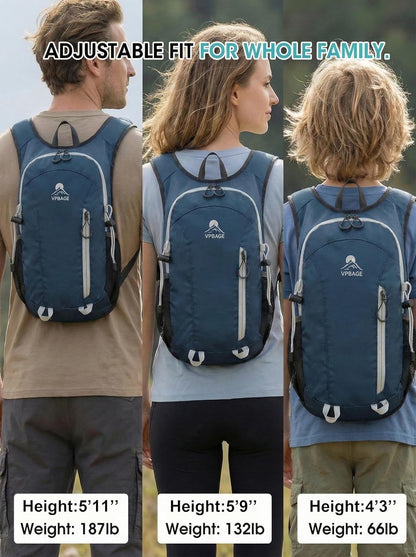 Foldable Small Hiking Backpack with 3 Strap Pockets – Lightweight 300D Spill-proof Daypack for Men Women – Packable Small Travel Backpack with Chest Strap & Trekking Pole Holder – Durable Outdoor Bag