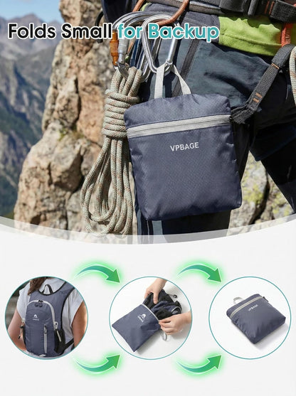 Foldable Small Hiking Backpack with 3 Strap Pockets – Lightweight 300D Spill-proof Daypack for Men Women – Packable Small Travel Backpack with Chest Strap & Trekking Pole Holder – Durable Outdoor Bag
