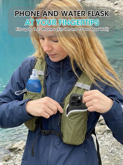 Foldable Small Hiking Backpack with 3 Strap Pockets – Lightweight 300D Spill-proof Daypack for Men Women – Packable Small Travel Backpack with Chest Strap & Trekking Pole Holder – Durable Outdoor Bag